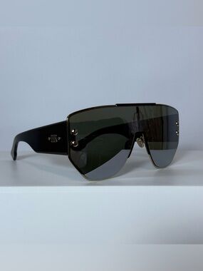 Dior Oversized Shield Sunglasses in Black and Dark Green Tint
